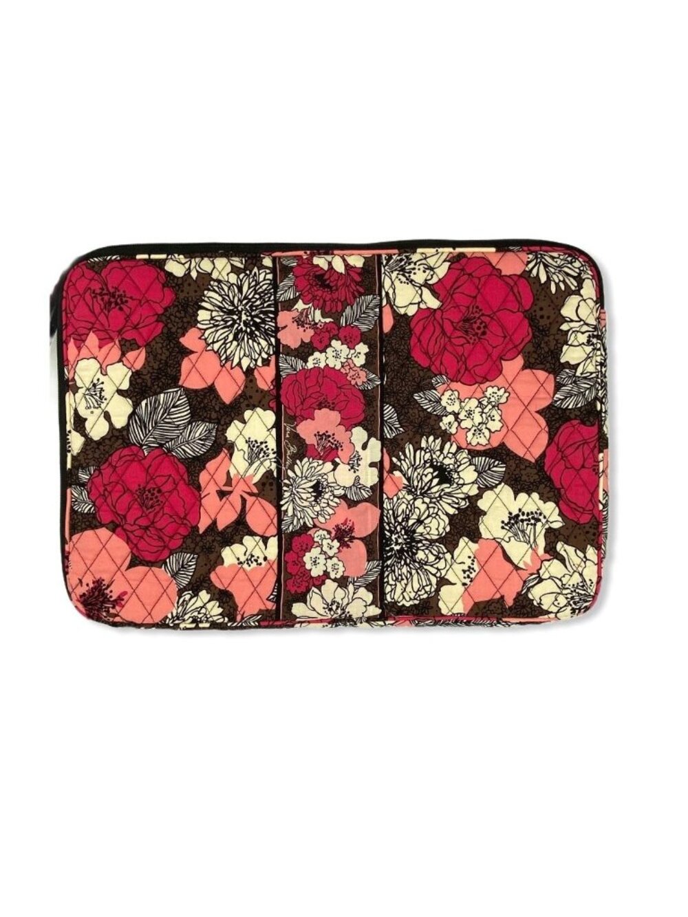 Vera Bradley Laptop Tablet Sleeve Mocha Rouge Quilted Padded Zip Case NWOT Retir